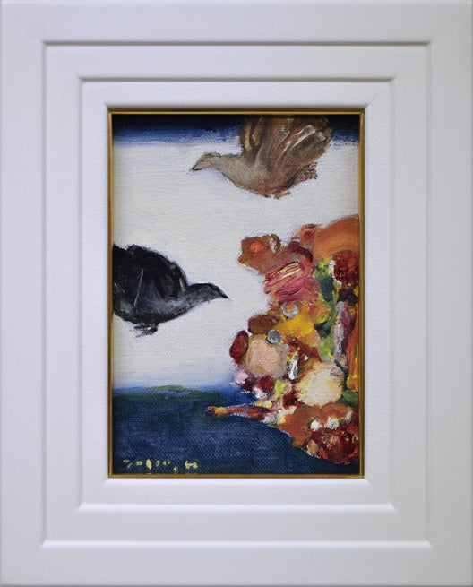 亀山良雄「花・鳥」油絵・SM 絵画買取・販売の小竹美術