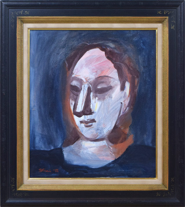 栃内忠男「顔」油絵・F10号 絵画買取・販売の小竹美術