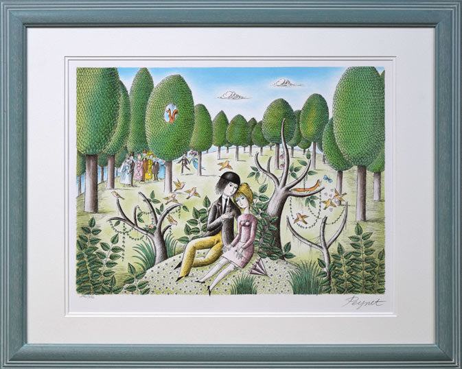 レイモン・ペイネ(Raymond Peynet)「二人のピクニック」リトグラフ