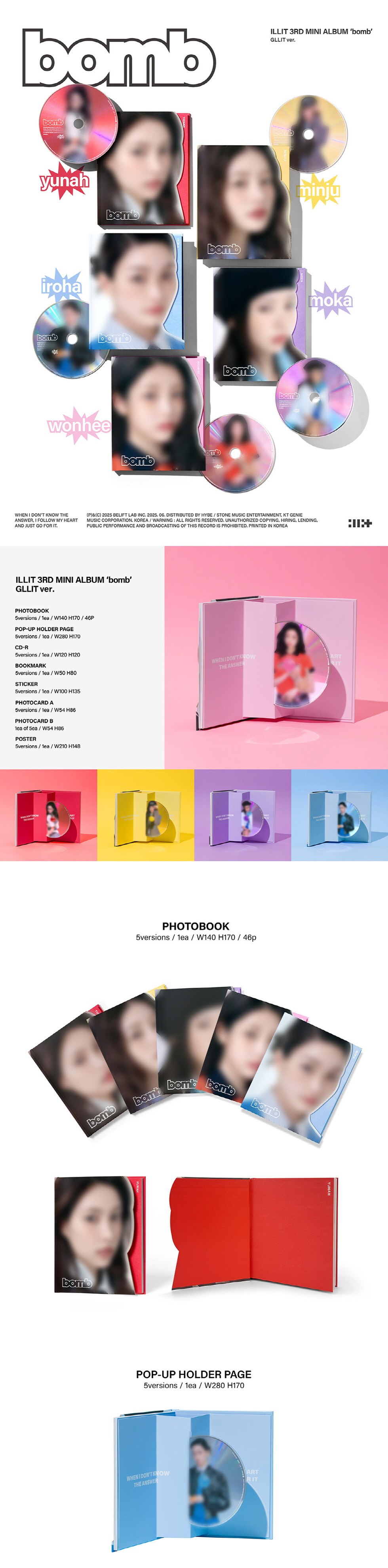 GLLIT][SET] ILLIT 3rd Mini Album - bomb (SET Ver.) 5CD kpoptown.com