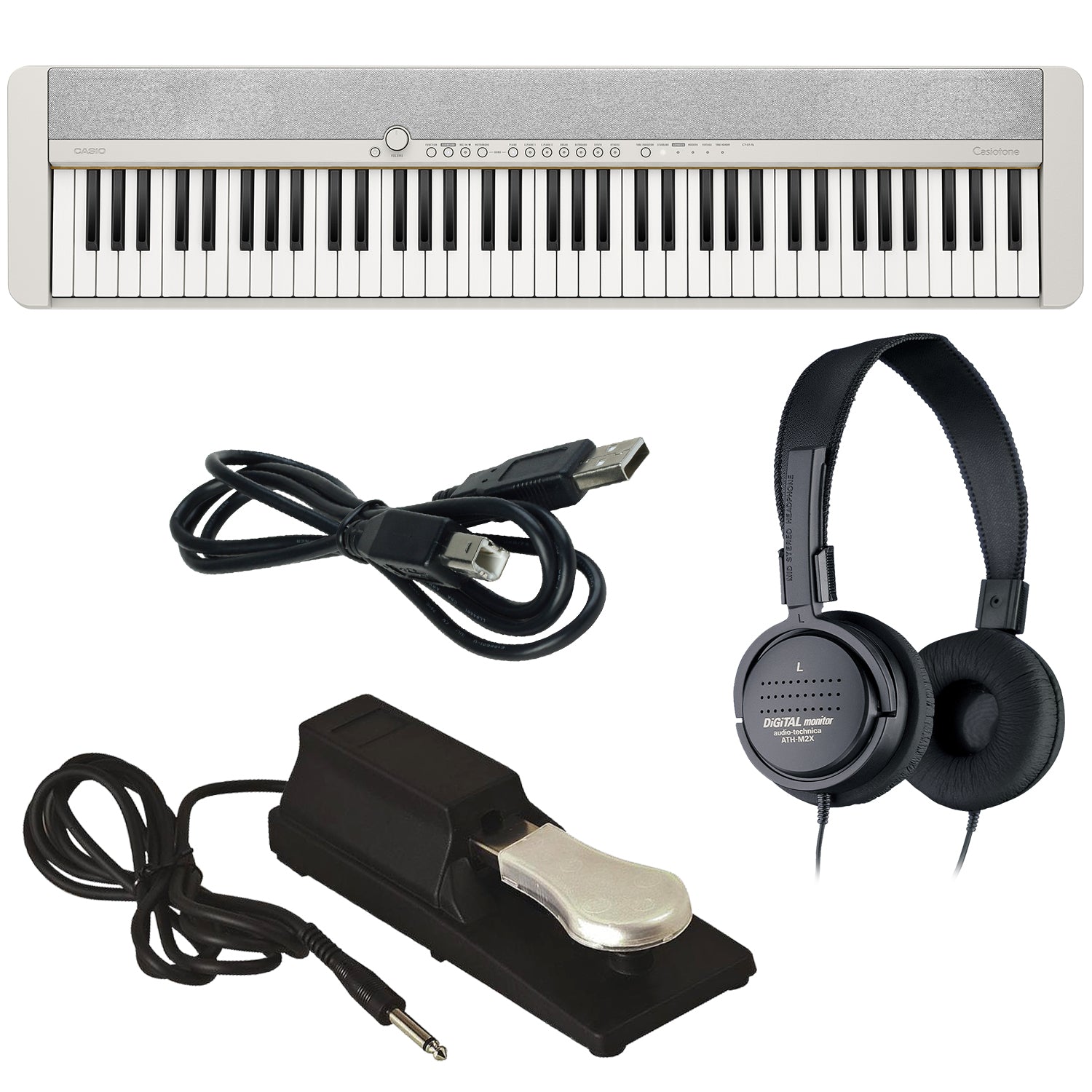 Casio Casiotone CT-S1-76 Portable Keyboard - White BONUS PAK