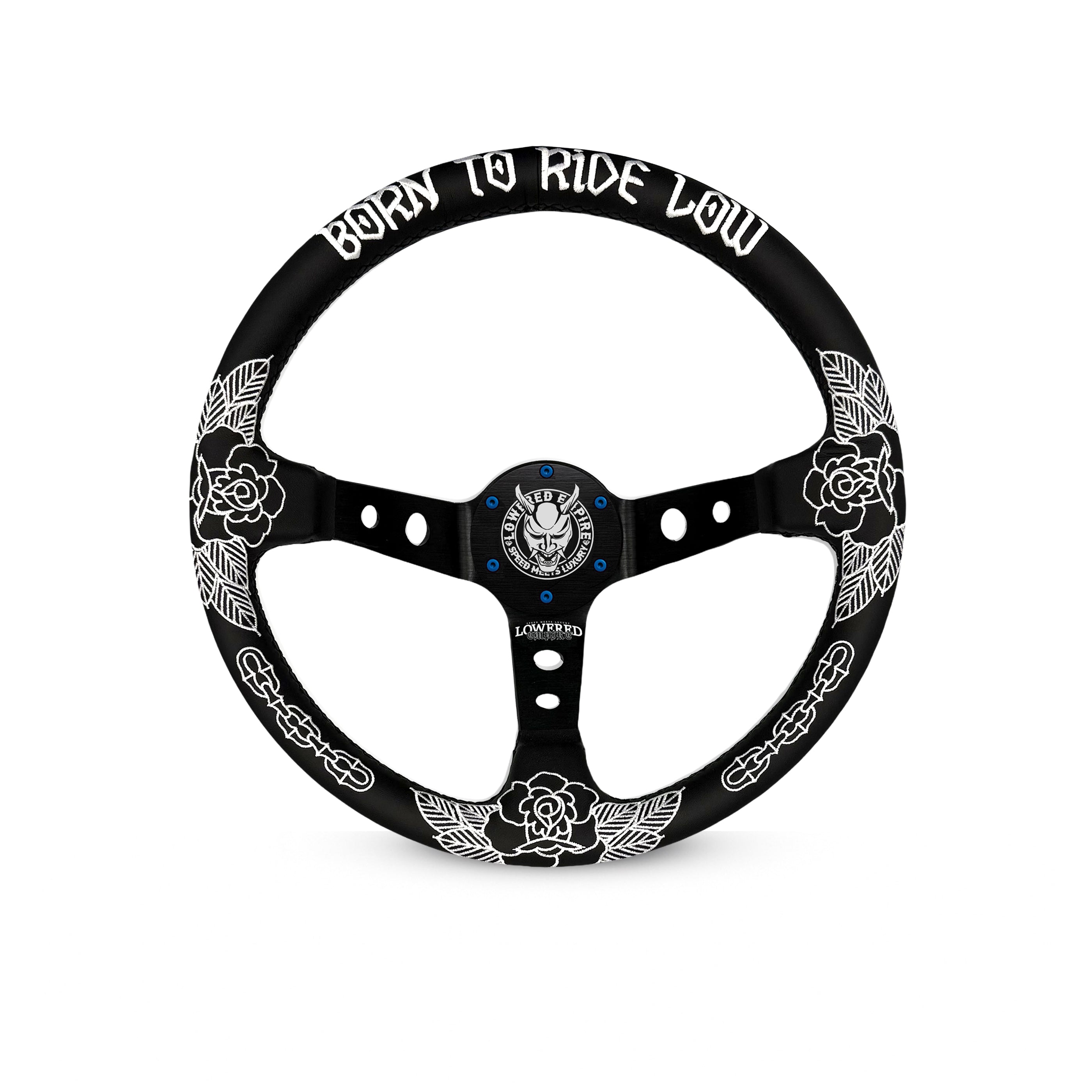 White Killer Roses KR-2 Steering Wheel 350mm- Lowered Empire
