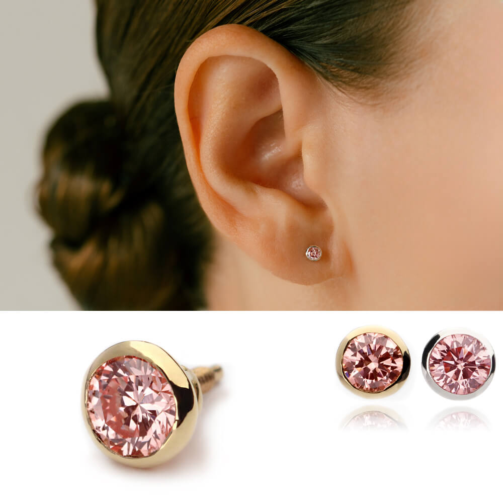 ラボグロウン ピンクダイヤモンド ピアス│K18・プラチナ ラボダイヤ