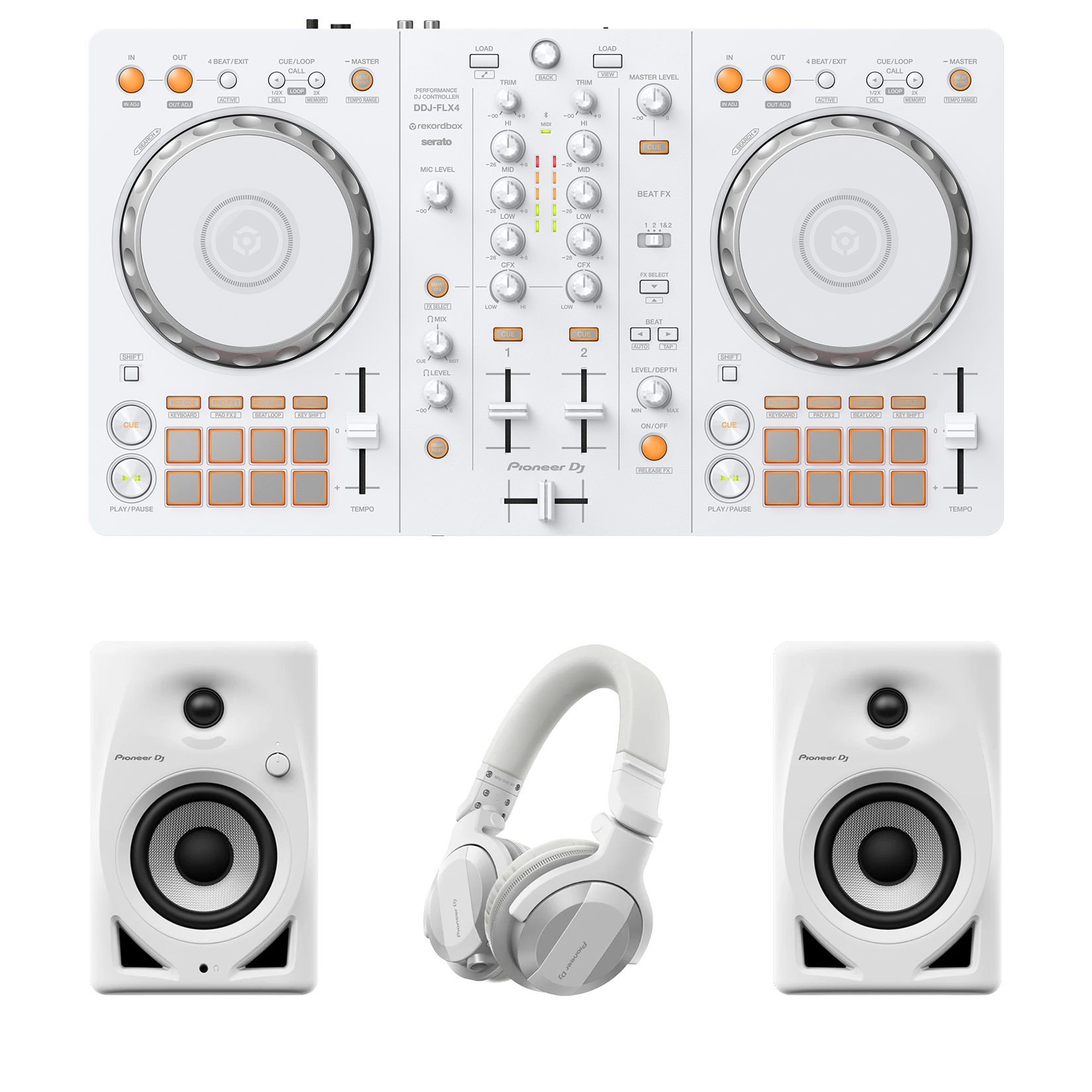 DDJ-FLX4-W + DM-40D-W + HDJ-CUE1BT-W Bundle – Pioneer DJ Store