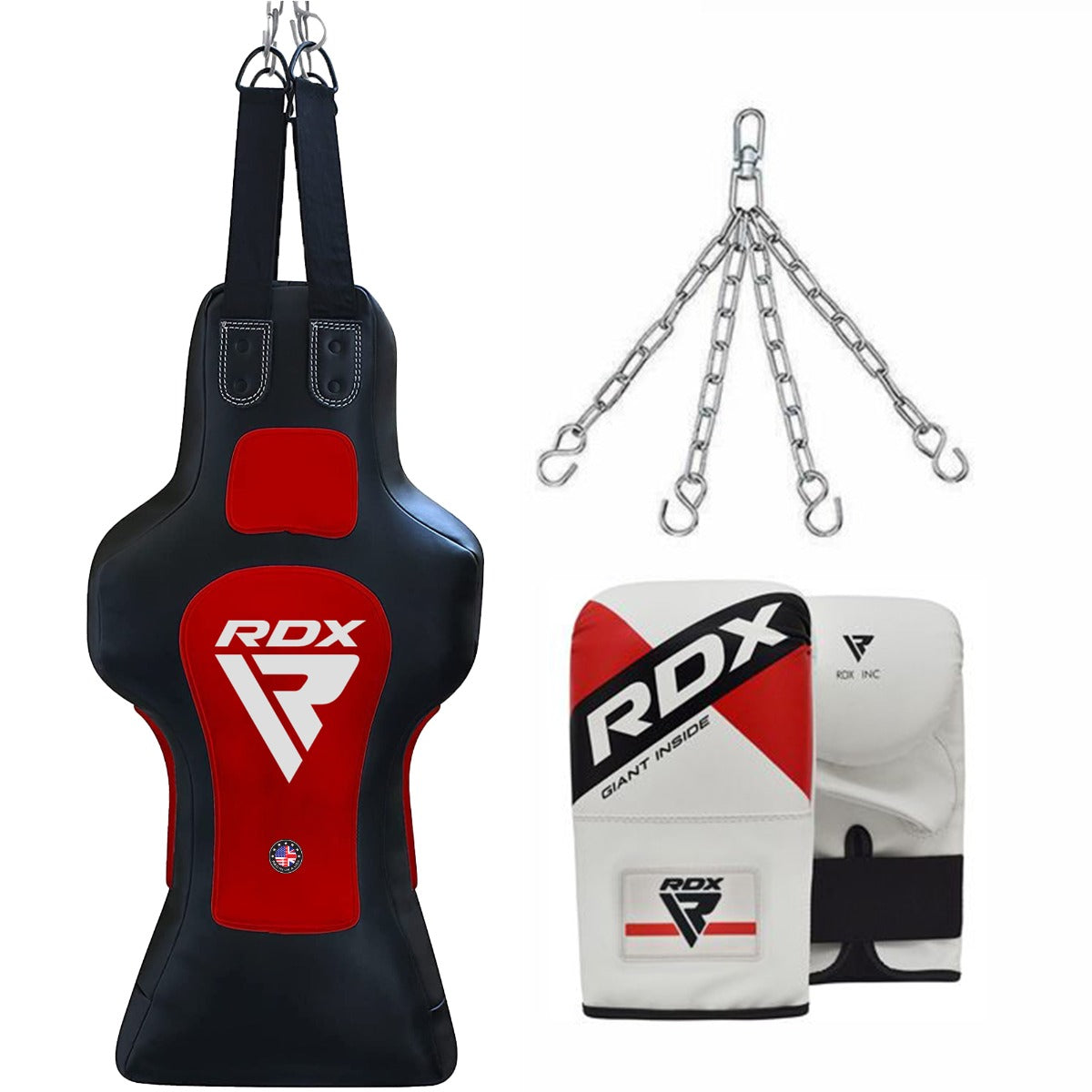RDX TDR 3-in-1 Hanging Filled Face Punch Bag with Mitts Set – RDX