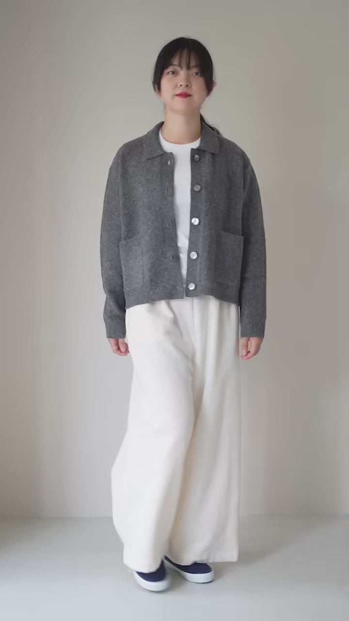 mizuiro ind（ミズイロインド） 襟付き ショートカーディガン / ニット