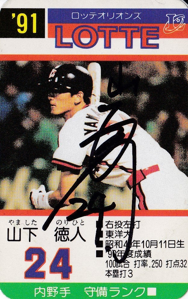 ロッテ 山下 徳人さん | プロ野球カードとサイン