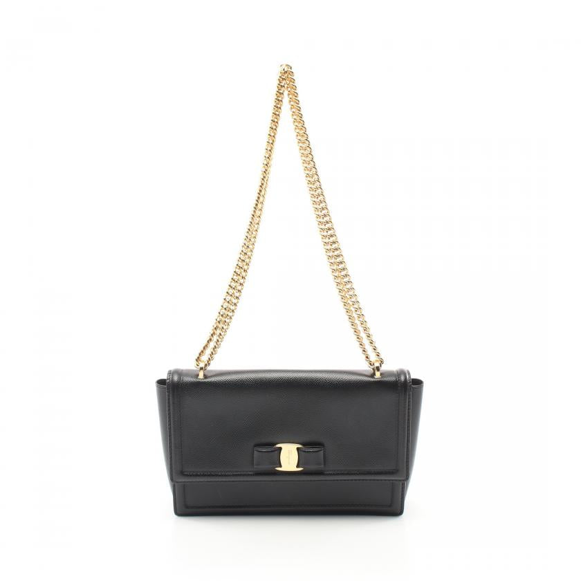 フェラガモ ヴァラ チェーンショルダーバッグ レザー ブラック – 株式