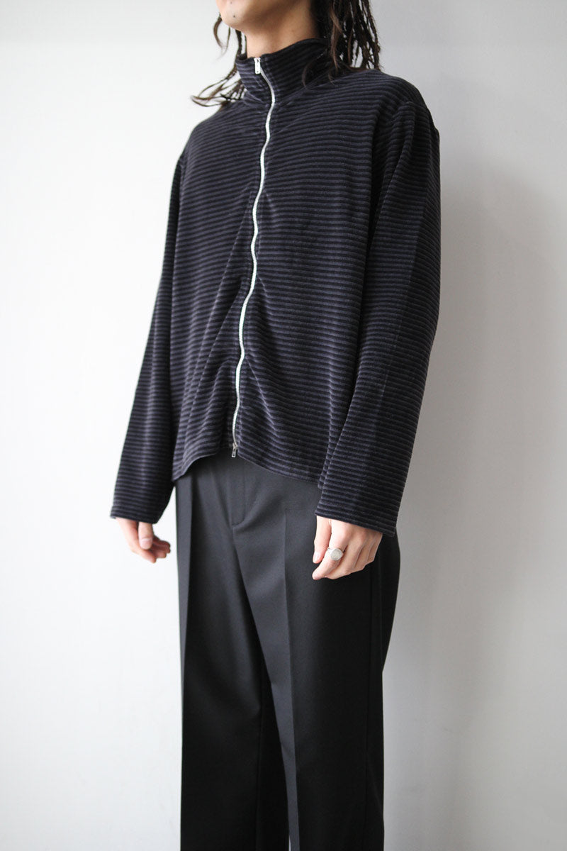 OUR LEGACY | SHRUNKEN FULLZIP POLO / PHANTOM STRIPE VELOUR