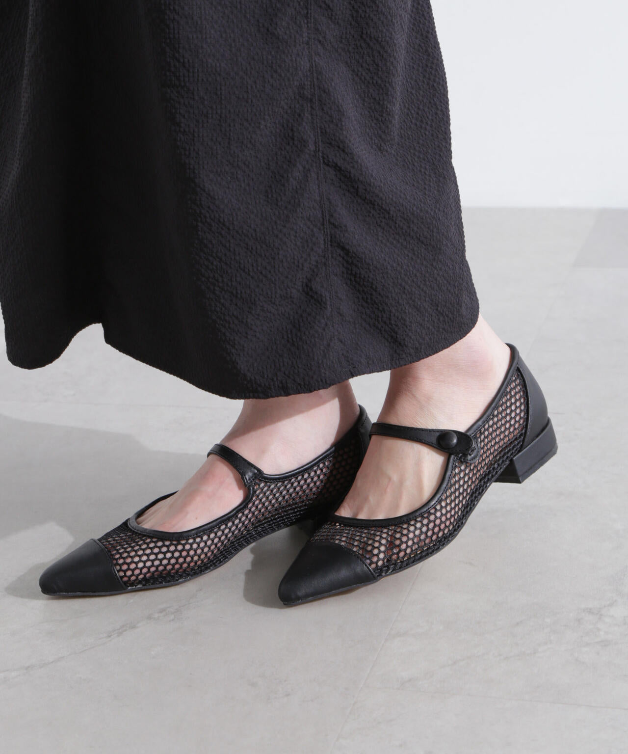 メッシュ フラット パンプス
