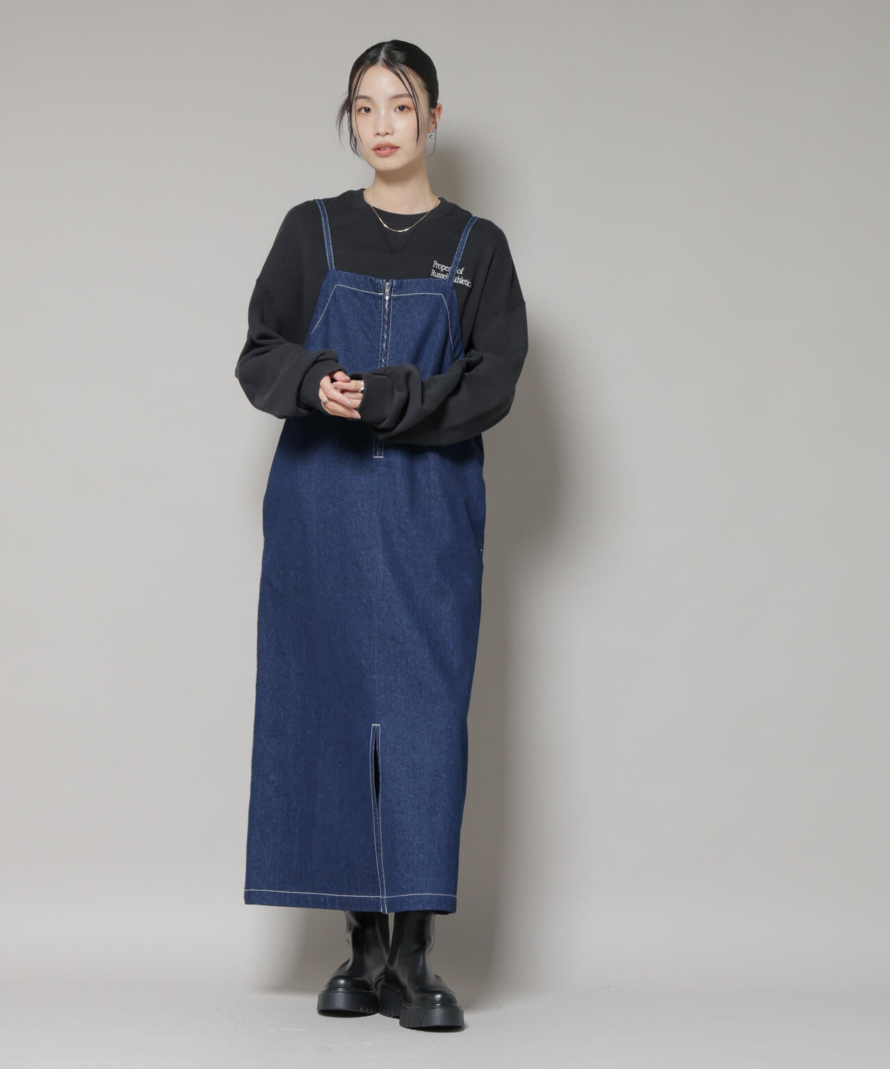 前後2way デニム キャミソール ワンピース