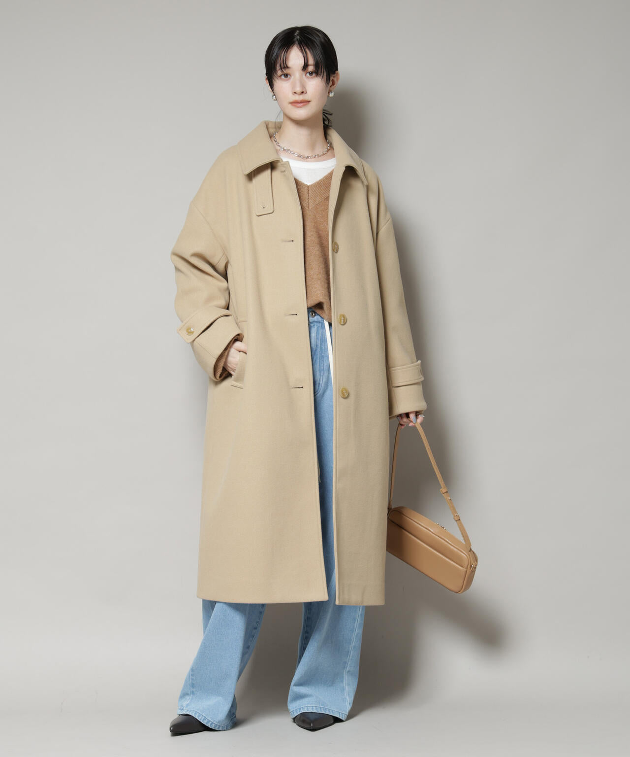 メルトン ジャージー ステンカラーコート