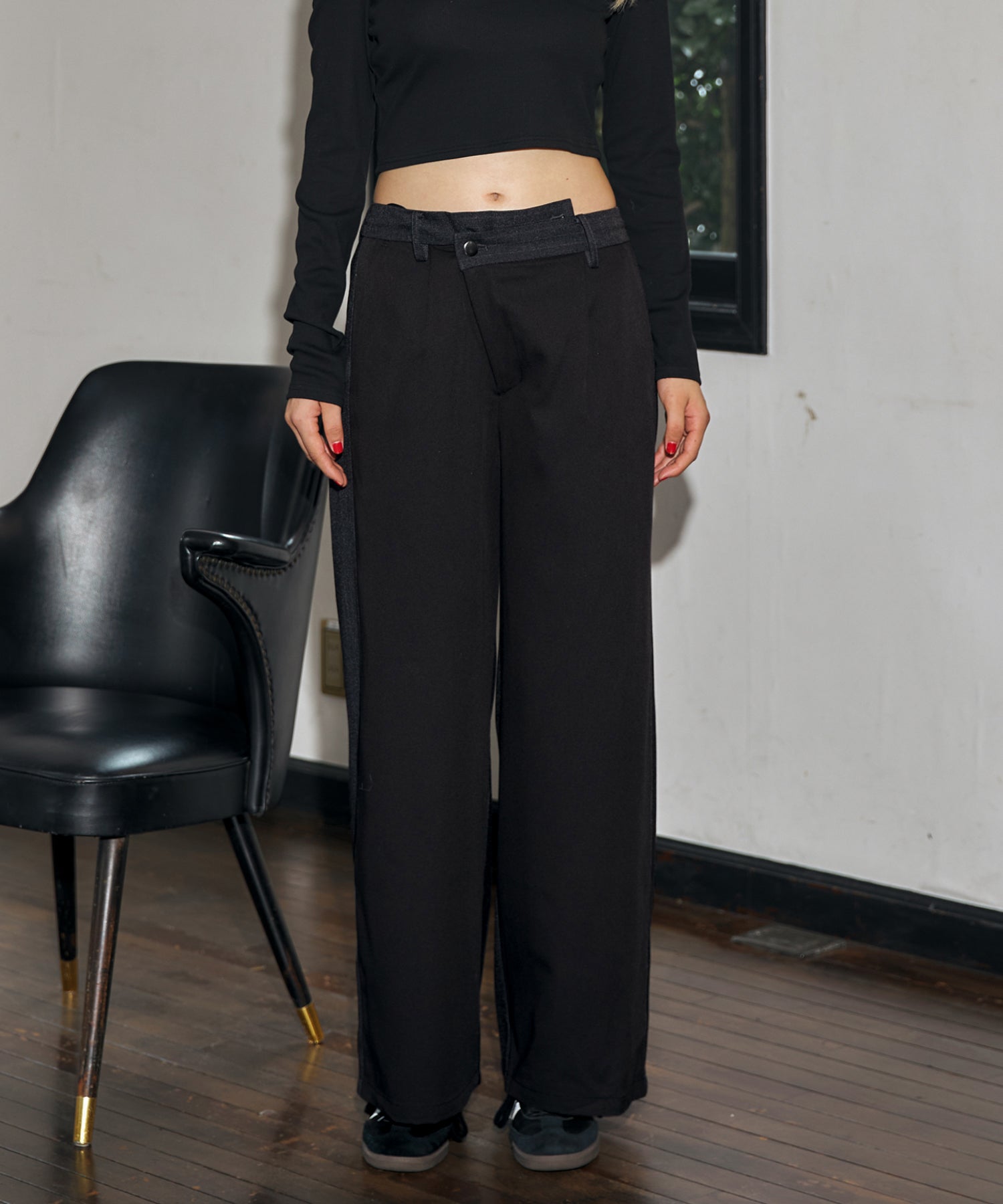 アシンメトリーデザインスラックスパンツ｜ACLENT（アクレント）