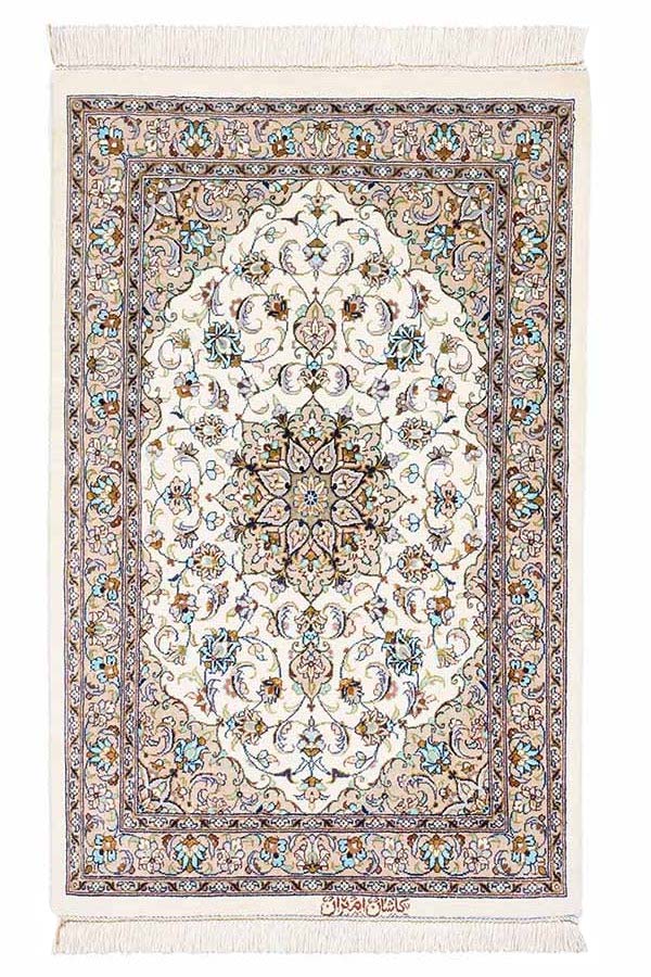 ペルシャ絨毯 カシャーン産 アミラン工房 シルク 約56cm x 90cm｜SATHI