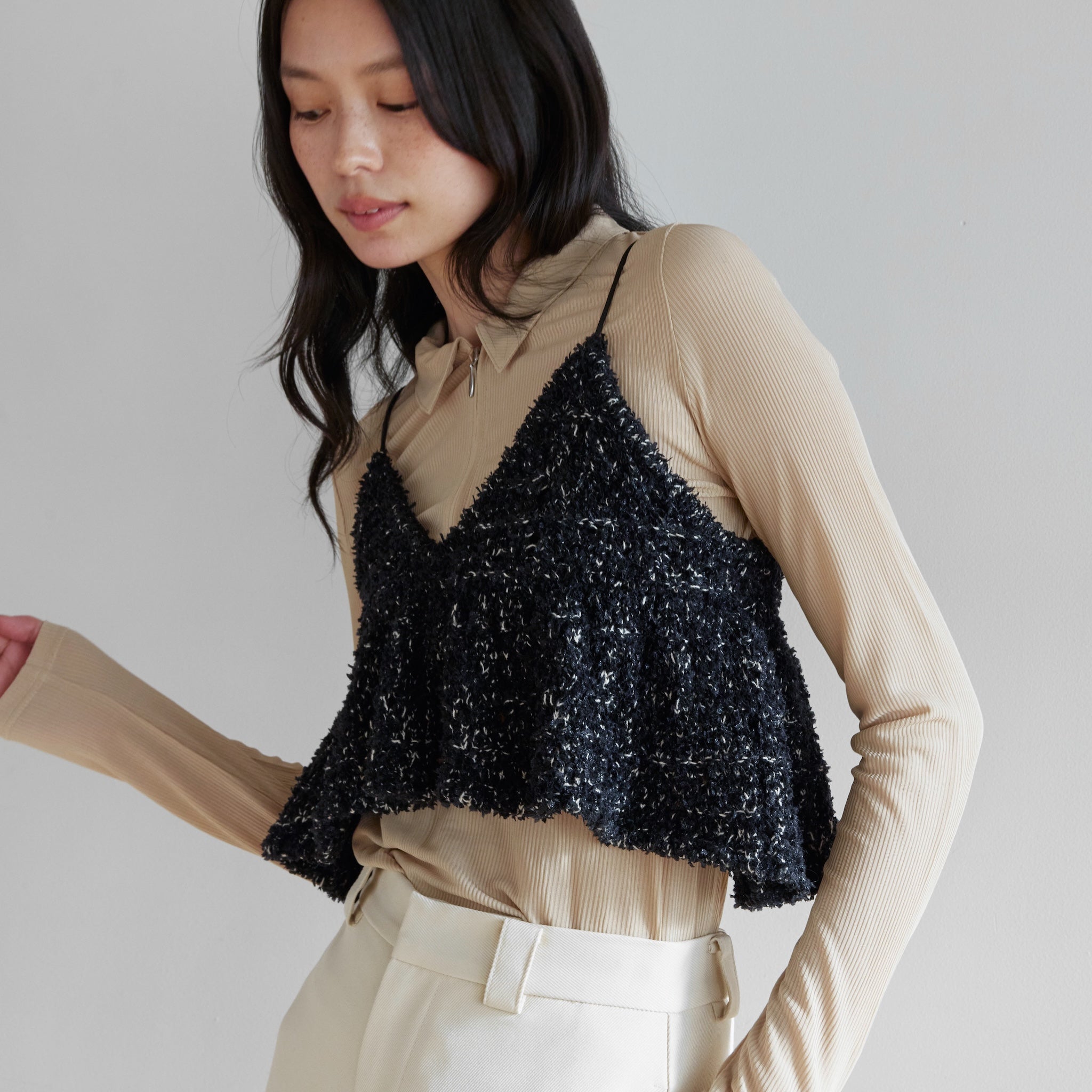 Mix Yarn Frill Knitビスチェ