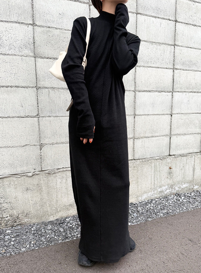 サイズ展開あり】フィンガースリーブプチハイリブワンピース【by SON