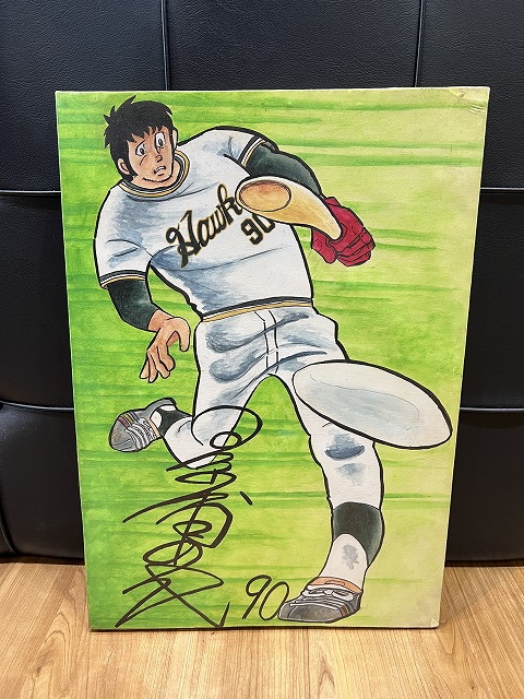 肉筆 あぶさん 景浦 安武 背番号90番 水彩画 38×54cm キャンバス 水島