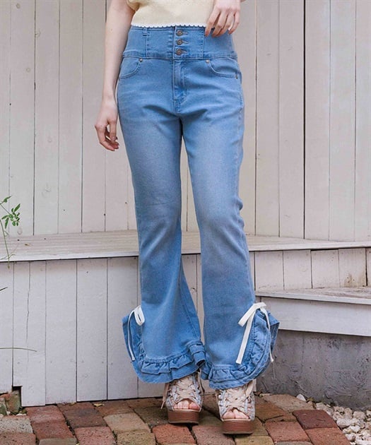 フリルハイウエストデニム【二次予約】 | axes femme online shop