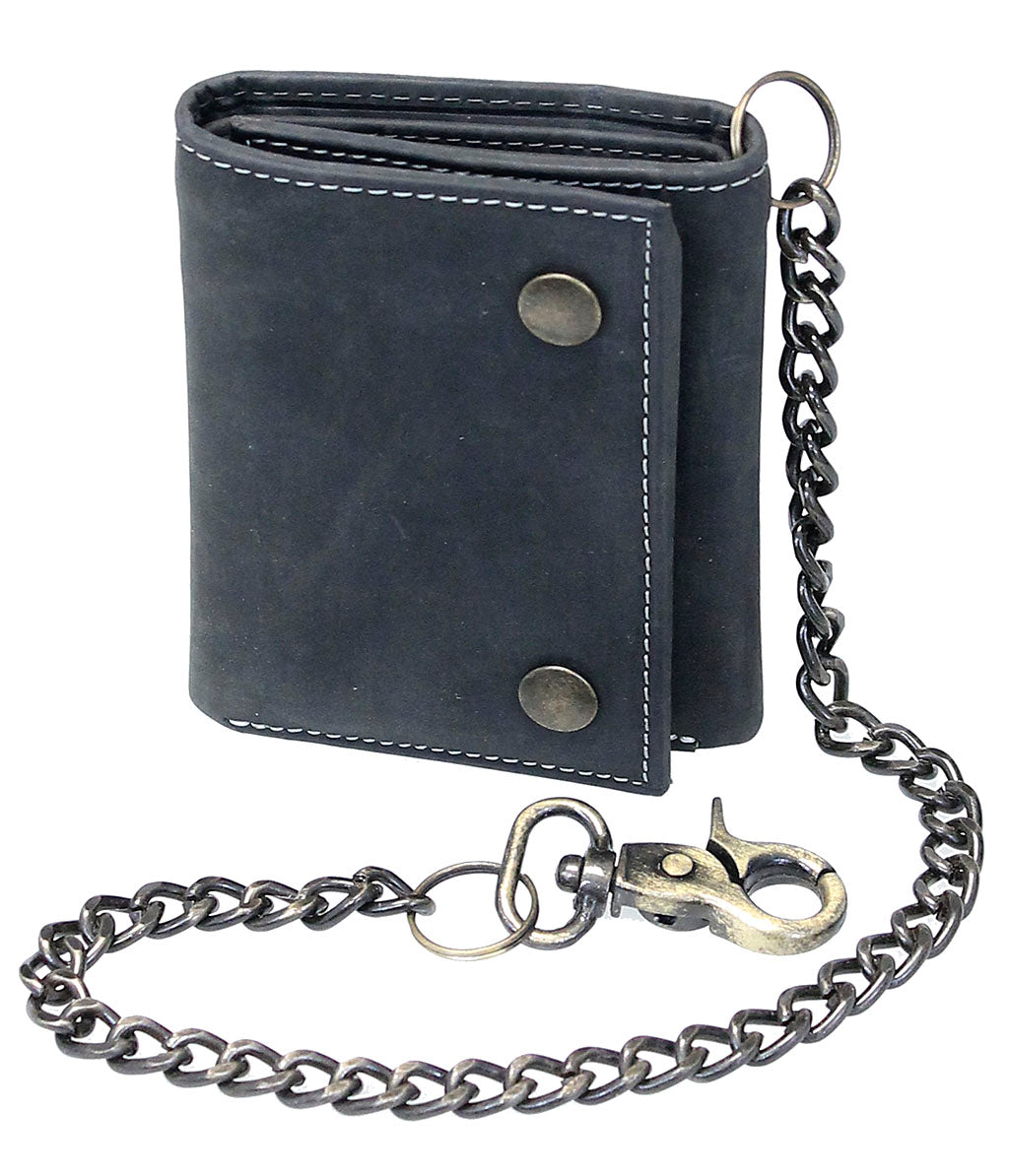 Vintage Black (Gray) RFID Trifold Chain Wallet #WC513210KID