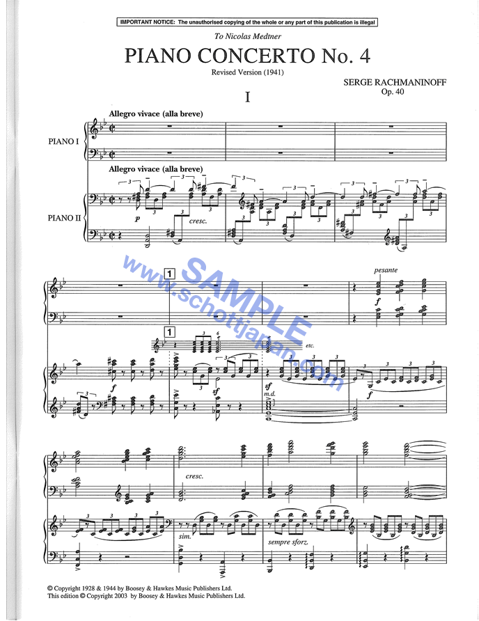 ピアノ協奏曲 第4番 作品40（2台ピアノ）／ラフマニノフ／SW 3046