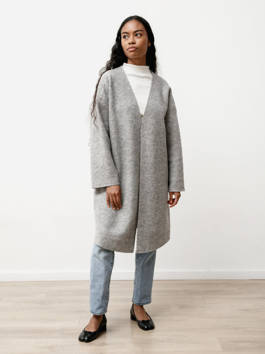 ura coat - boiled wool heather grey – Priory Shop