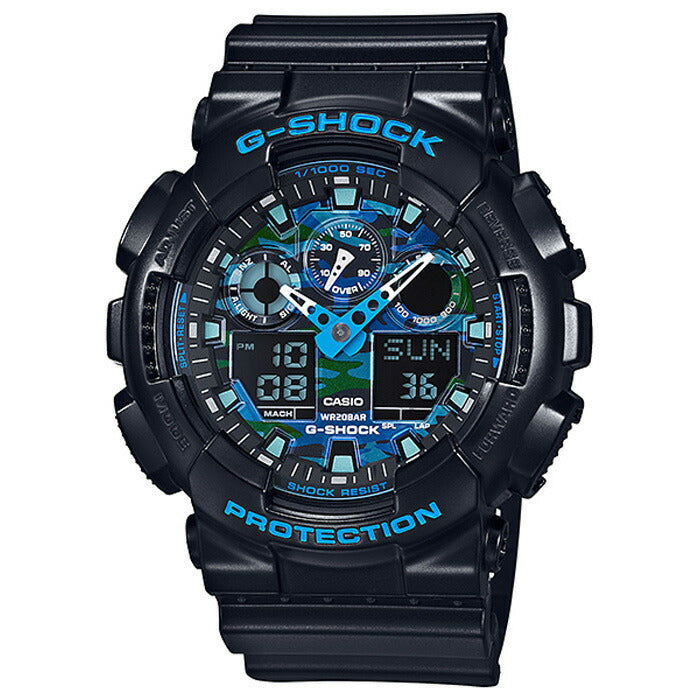G-SHOCK GA-100CB-1AJF メンズ アナデジ ブラック ブルー 迷彩 – THE
