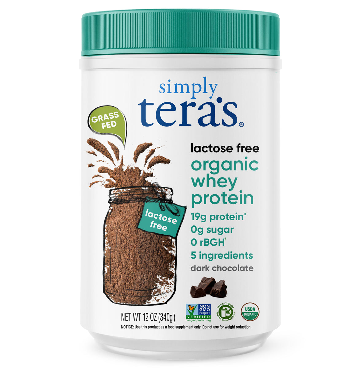 lactose free organic whey protein, dark chocolate – simplyteras.com
