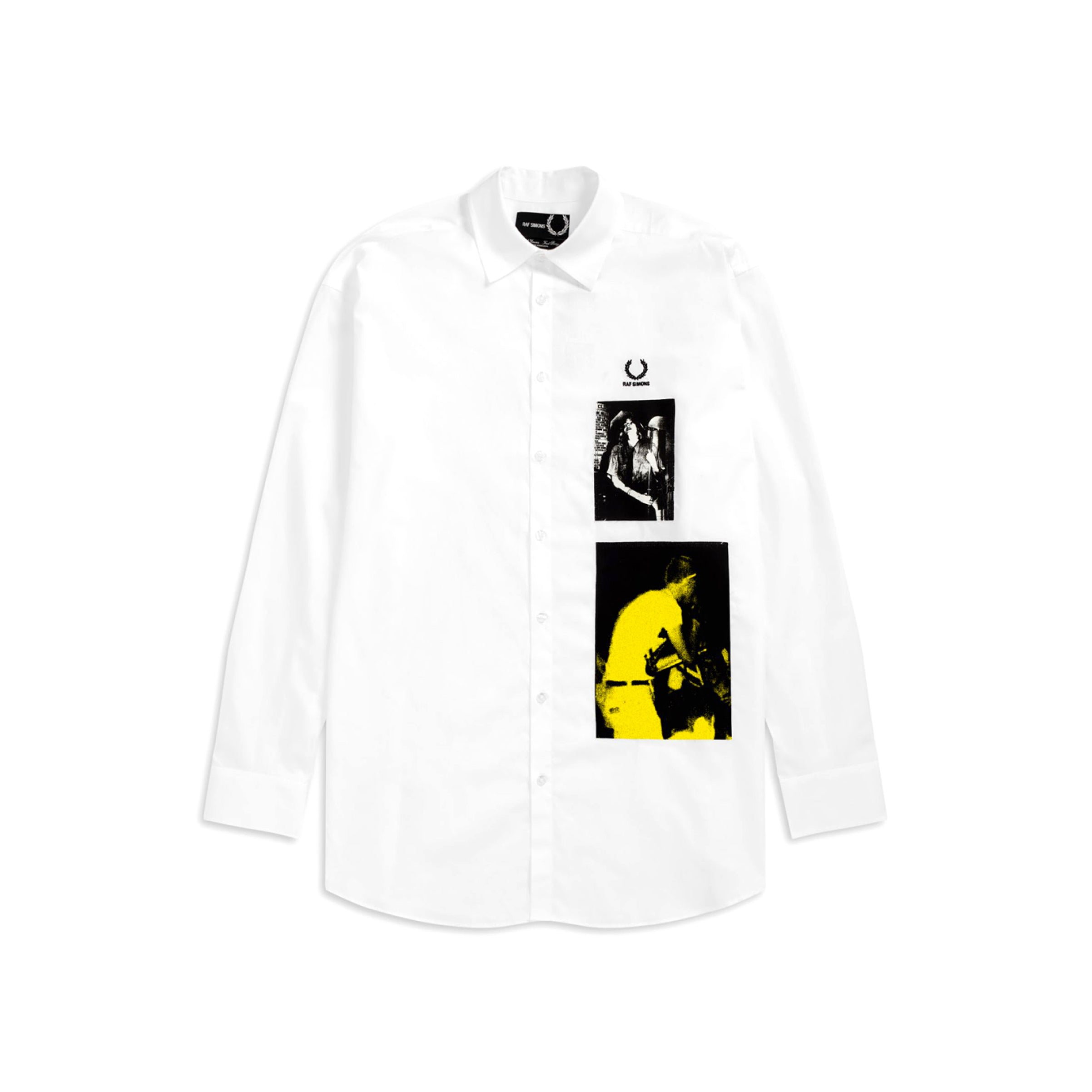 Fred Perry x Raf Simons Patched Oversized Shirt White | SNEAKERBOX