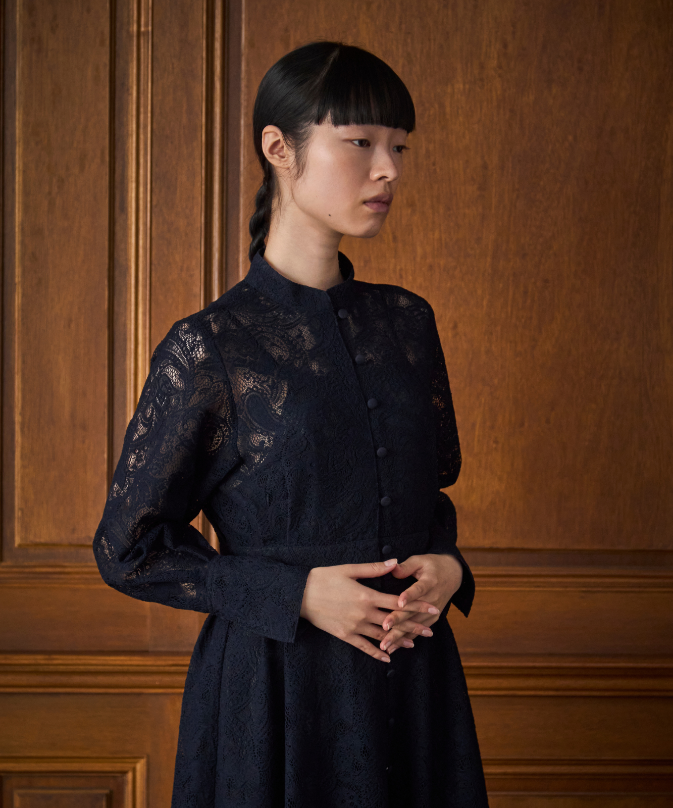 ≪通常販売≫stand collar lace dress（スタンドカラーレースドレス