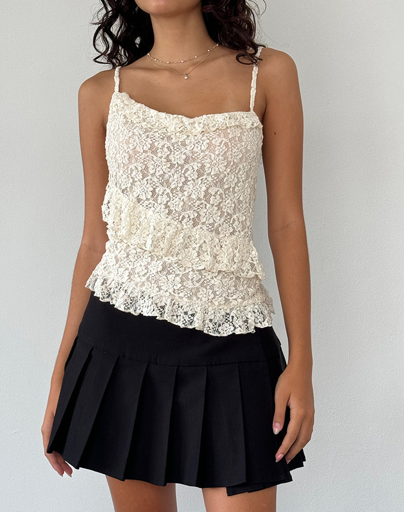 Ivory Lace Asymmetric Cami Top | Octavia – motelrocks-com-us
