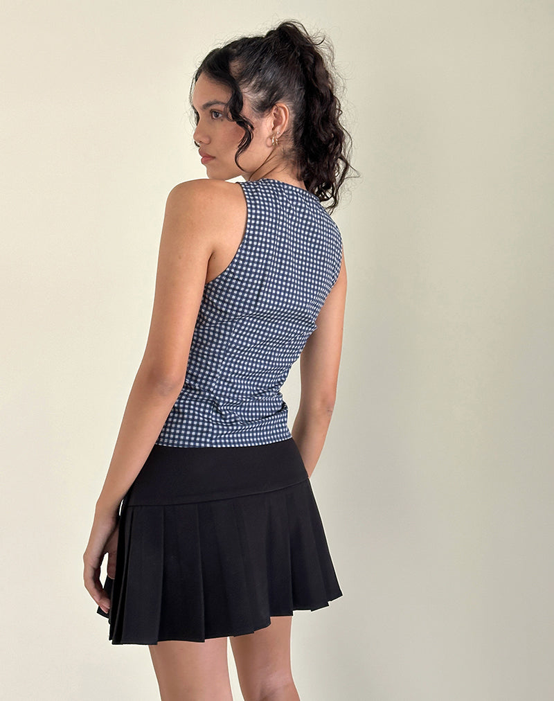 Dark Blue Mini Gingham Top | Vishata – motelrocks-com-us