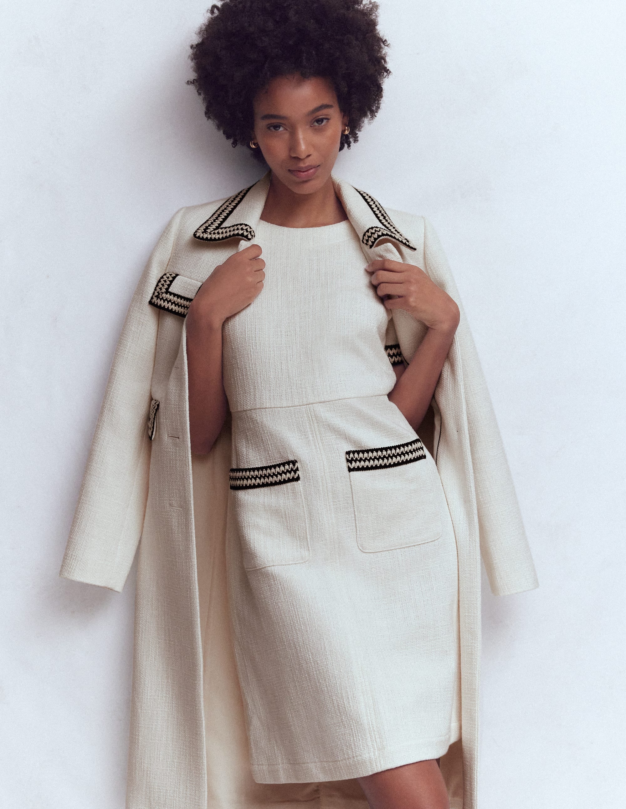 A-line Trim Short Dress-Ivory | Boden USA