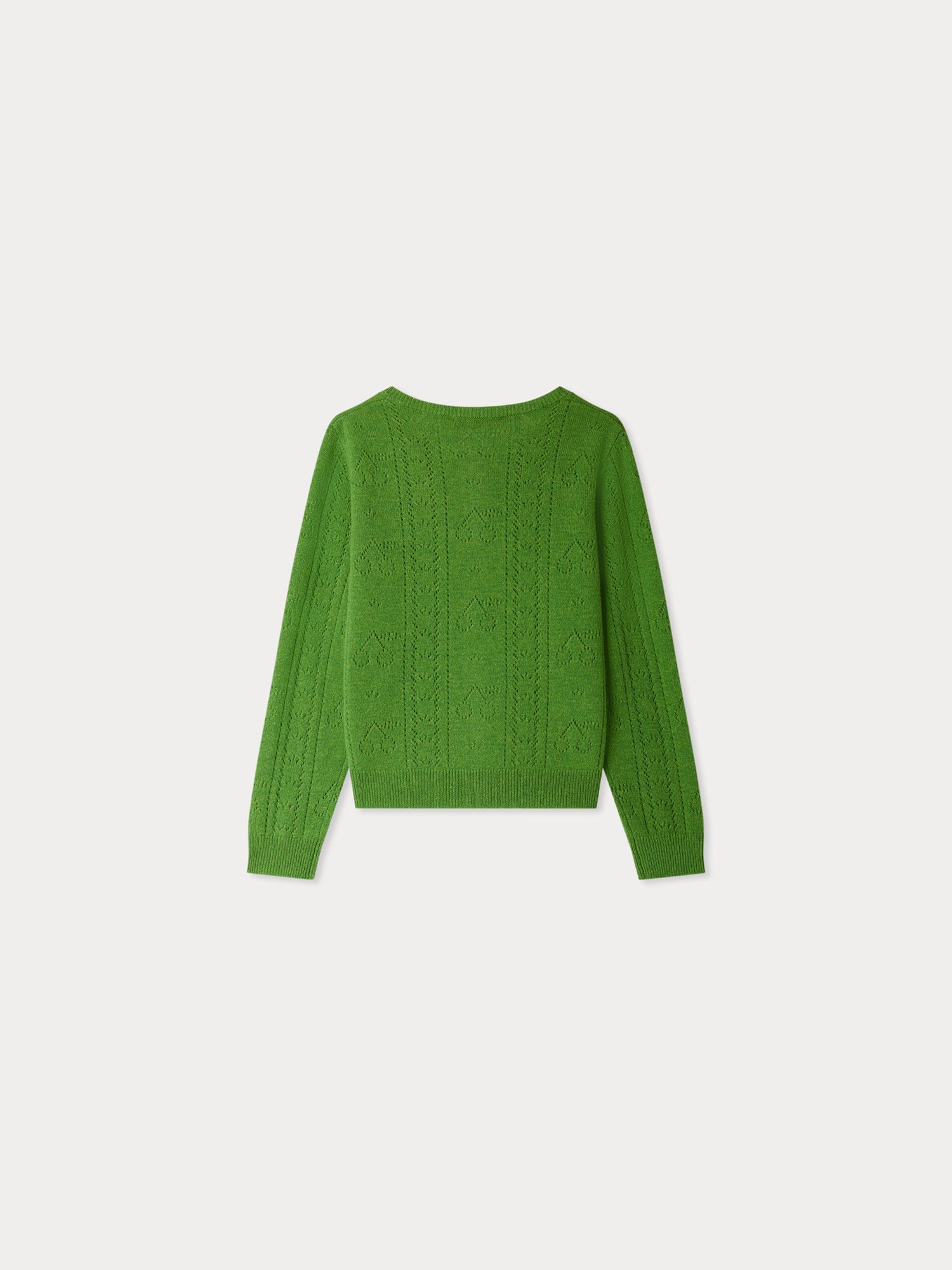 Josiane cardigan with fancy stitch in green cashmere • Bonpoint