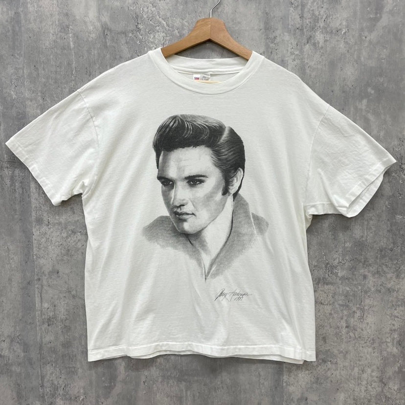 90s USA製 エルビスプレスリー アーティスト 半袖Tシャツ ロック HANES