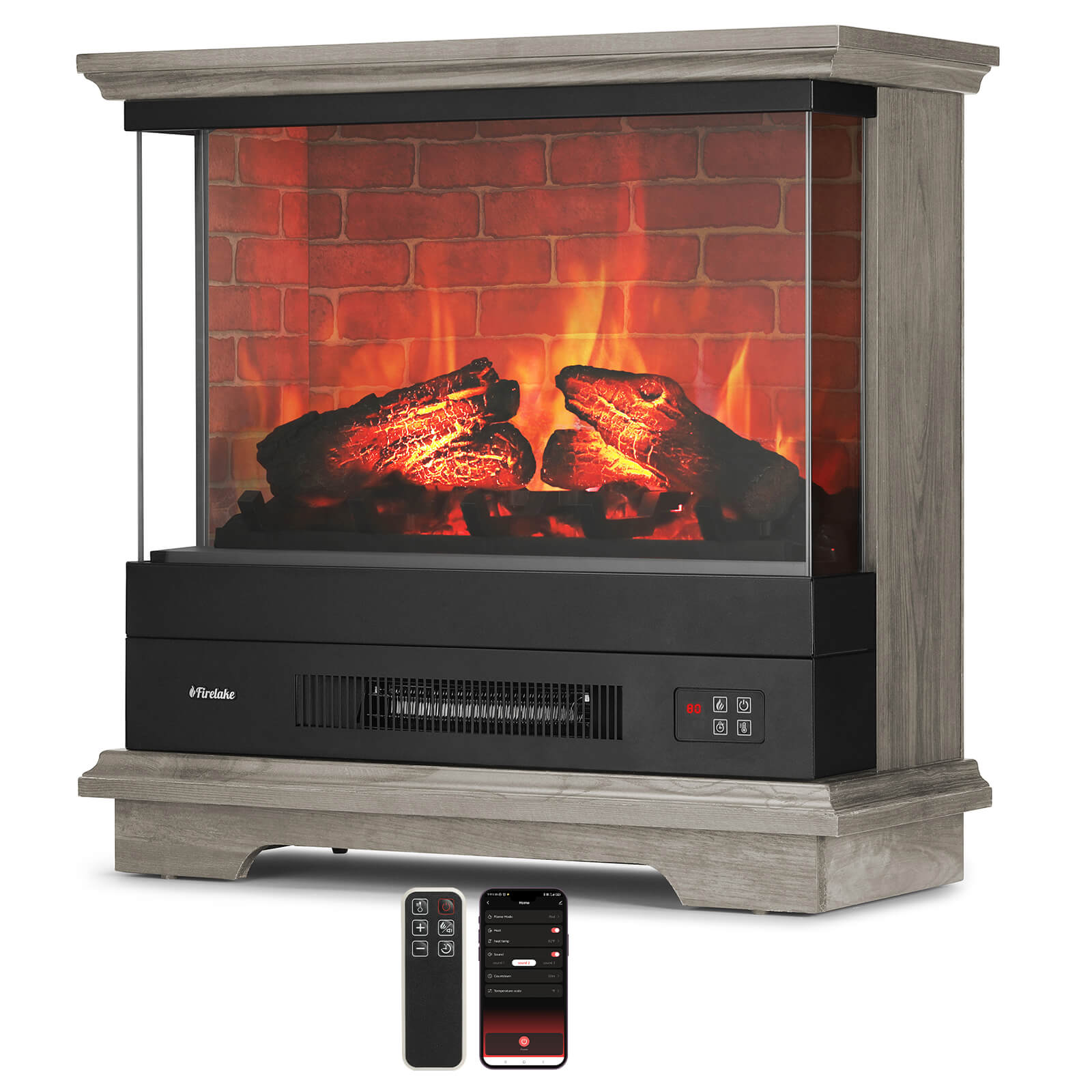 TURBRO Firelake 27-Inch Electric Fireplace Heater - Freestanding
