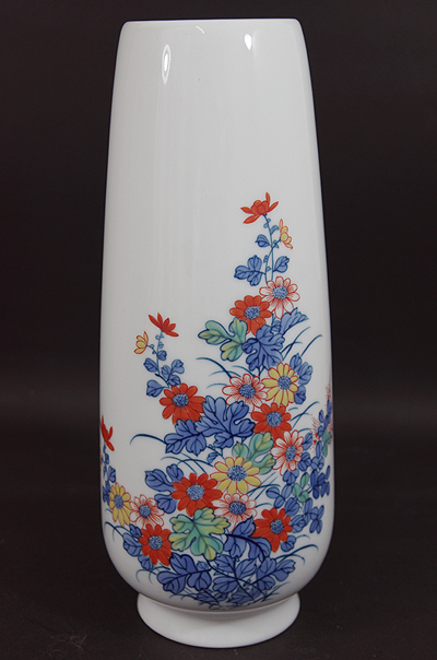 鍋島焼 岳山窯 染錦花瓶 【器道楽】