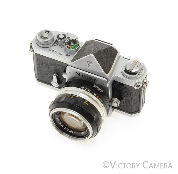 Nikon F Chrome 35mm SLR Camera w/ 50mm f1.4 Lens, Eye Level Finder [EX