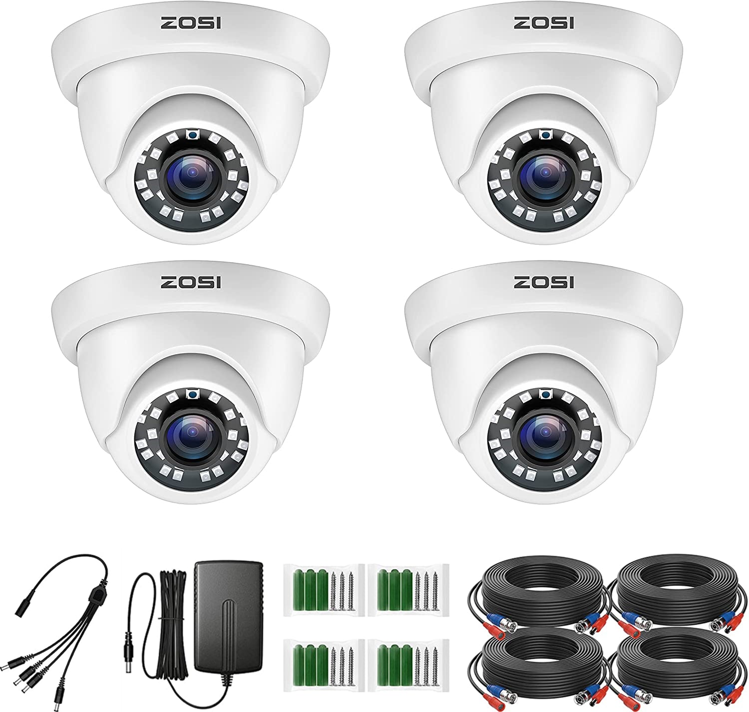 ZOSI公式】アナログ ・防犯カメラ ・室内・防犯カメラセット・4台