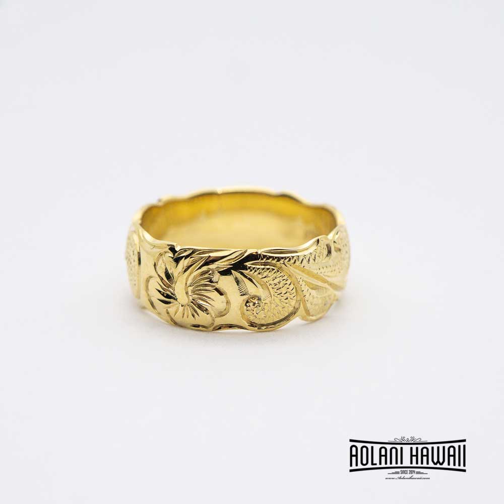 14K Gold Traditional Hawaiian Ring (8mm Barrel) – Aolani Hawaii