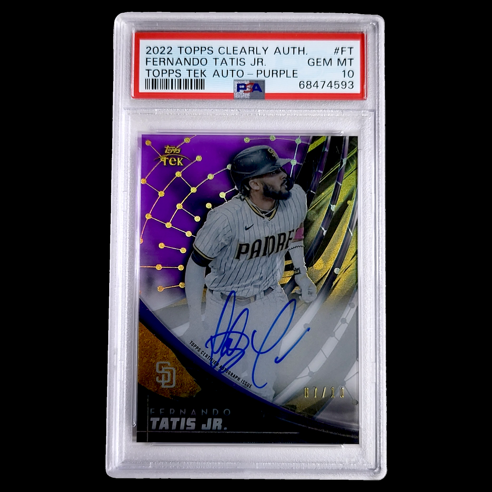 2022 Topps Clearly Authentic Tek FERNANDO TATIS JR Purple SSP Auto /10