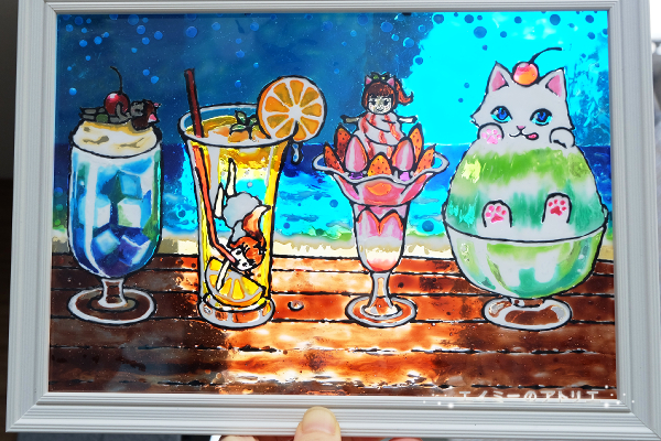 ナカトシのガラス絵の具でステンドグラス風アート「ひんやりスイーツ
