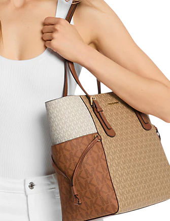 Michael Michael Kors Voyager Large Color-Block Signature Logo Tote