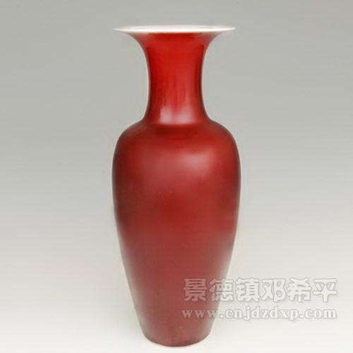 中国古美術品 清の時代 郎窯紅 天球瓶 花瓶 高さ約18cm 中国古美術品