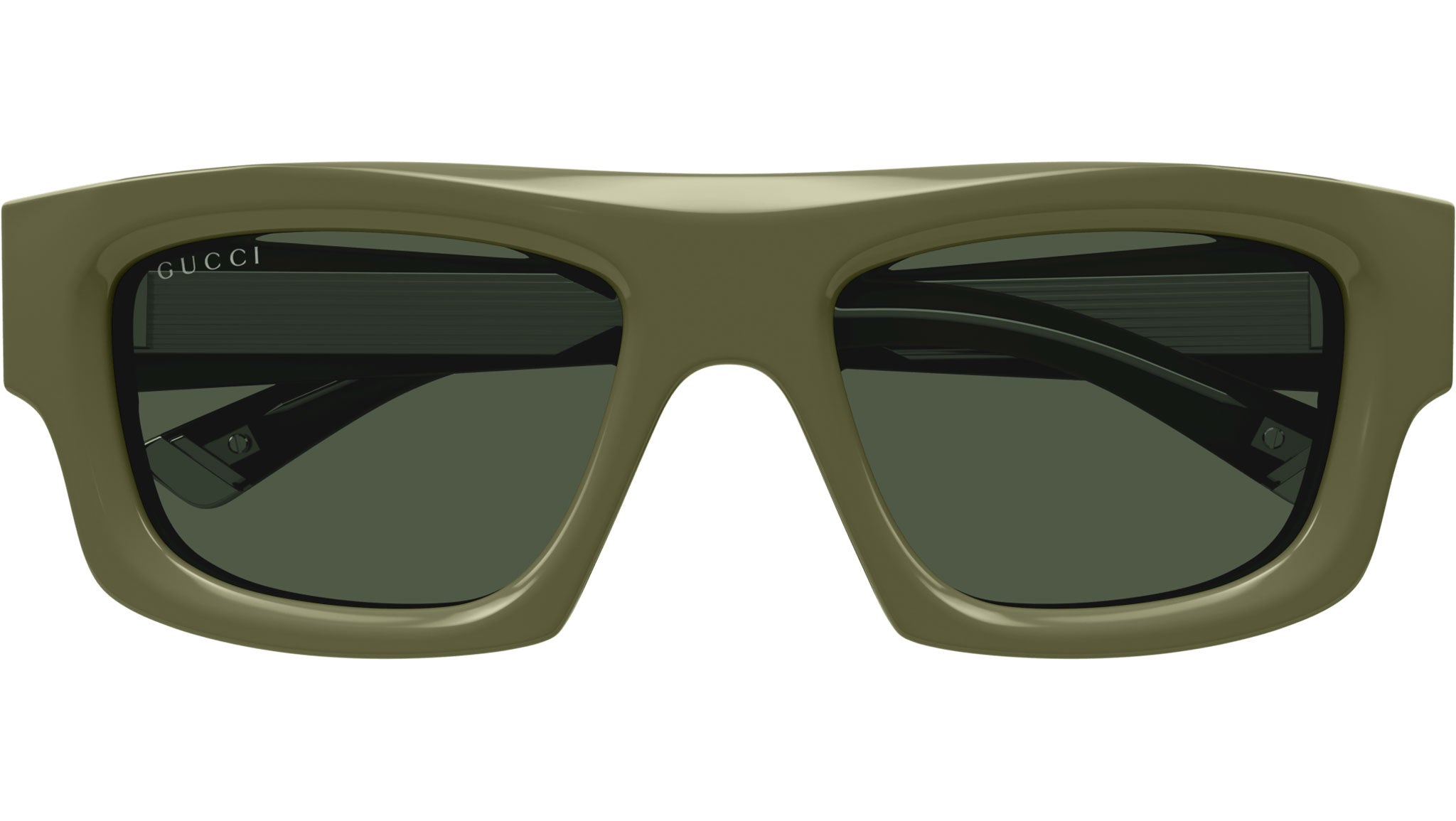 Gucci GG1926S 012 Rectangular Sunglasses Solid Olive Green - eye
