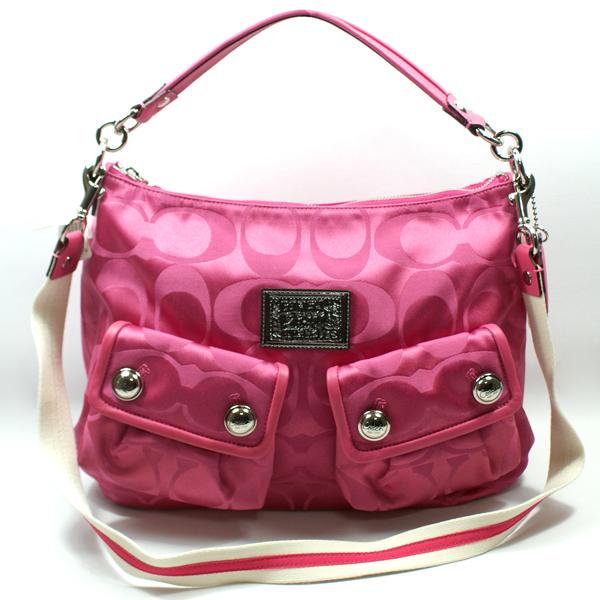 Coach Poppy Signature Sateen Shoulder Bag/ Swing Bag Pink #14570