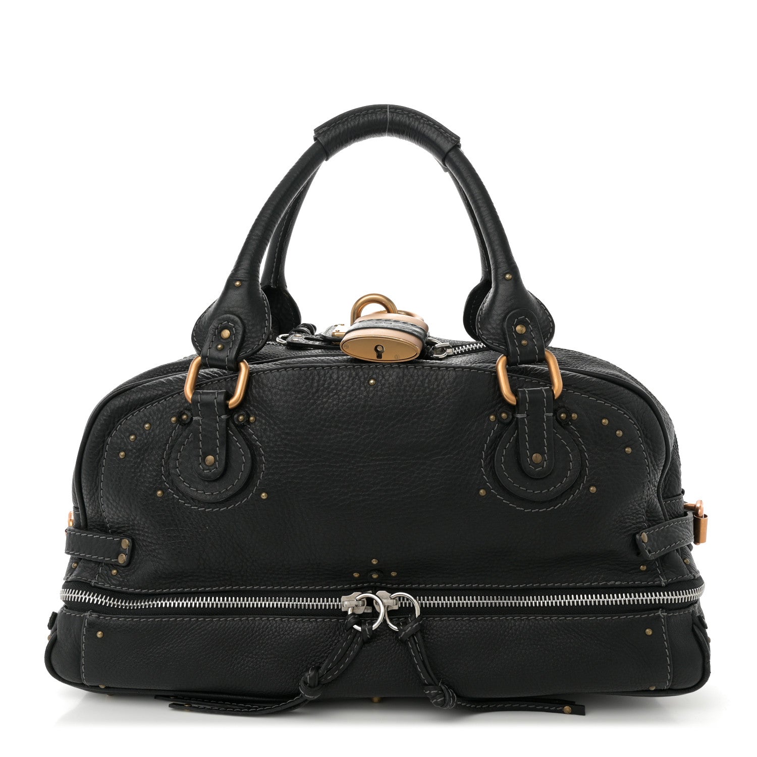 Chloe Calfskin Paddington Double Zipped Bowler Black 1745677
