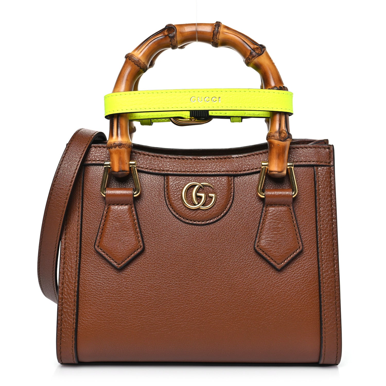 Gucci Wonka Grain Calfskin Mini Diana Tote Bag Cuir Yellow Fluo