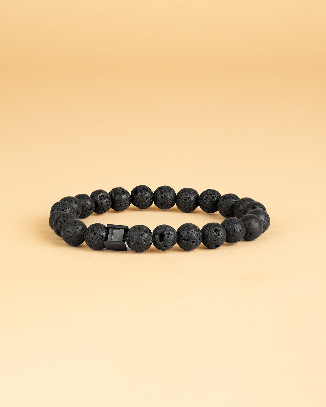 Bracelet with 8mm Black Lava stone and black spacer – Gemini Official