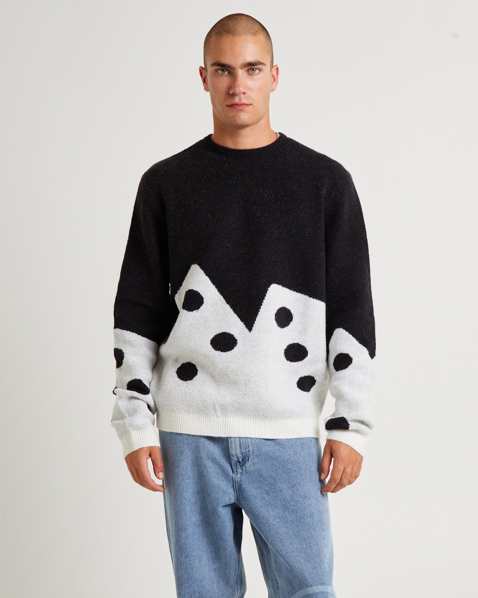 Dice Fuzzy Crew Sweater Black – General Pants Co.