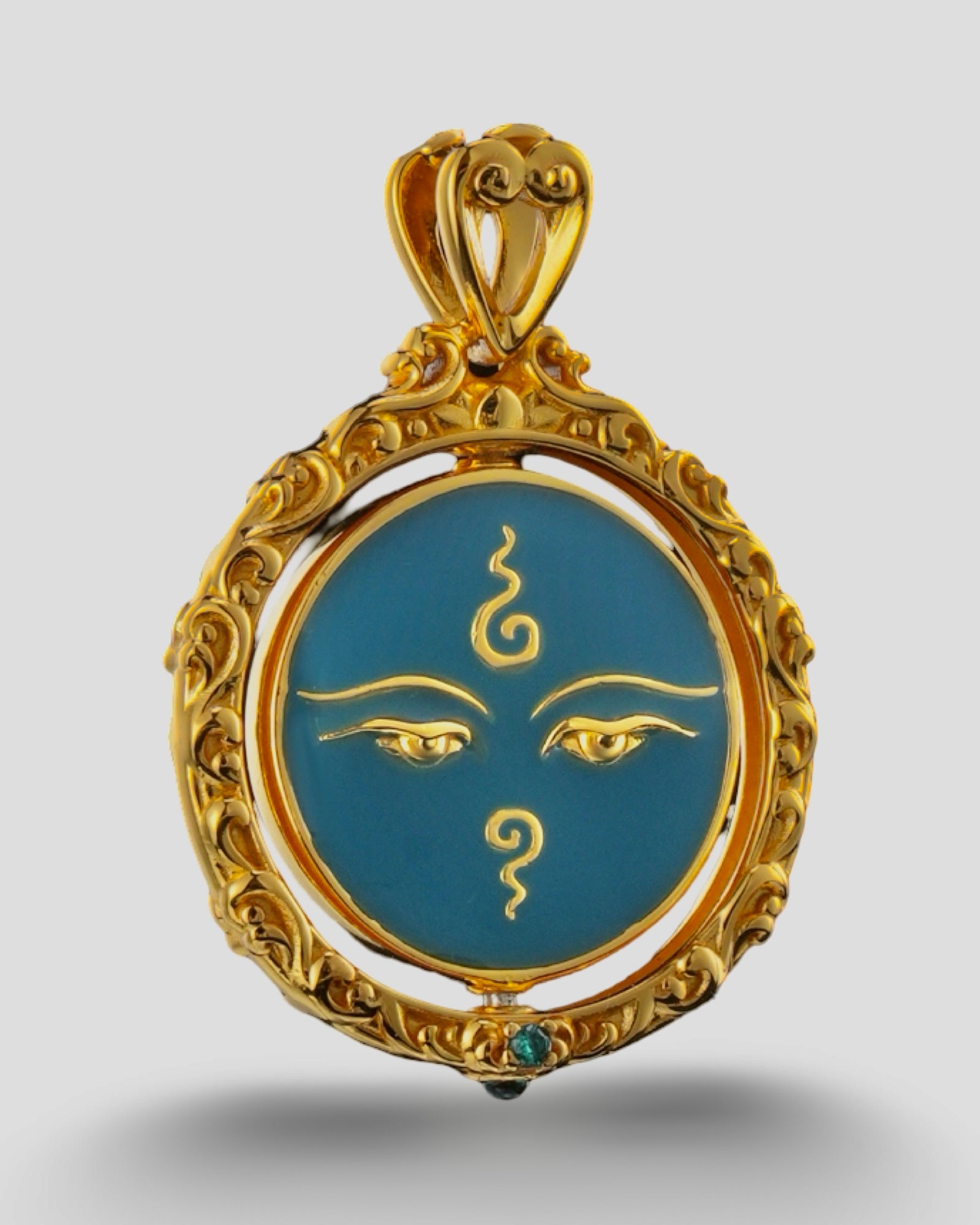 绿度母法眼 — 法悦の守護ペンダントトップ -回転構造 – Godfrey&c